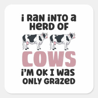 Cuadrada Herd That, Herd Of Cows Classic Round Pegatina