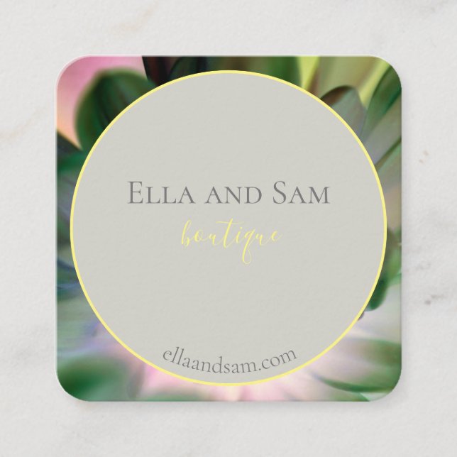 Cuadrada Hermosa tarjeta de visita de impresión floral (Anverso)