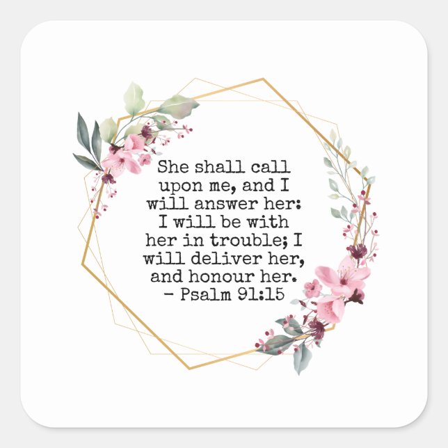 Cuadrada Hermosas flores Salmo Pegatina 91 cuadrado (Anverso)