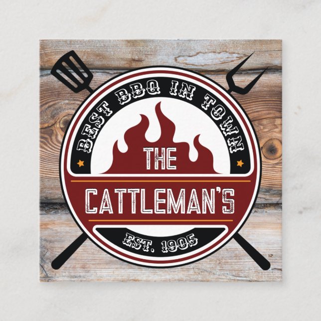 Cuadrada Herramientas de parrillada | Tarjeta de visita Rus (Anverso)