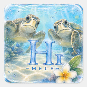 Cuadrada HIMELE Pegatina Little Hawaiʻi — Honu