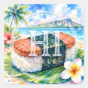 Cuadrada HIMELE Pegatina Little Hawaiʻi — Musubi