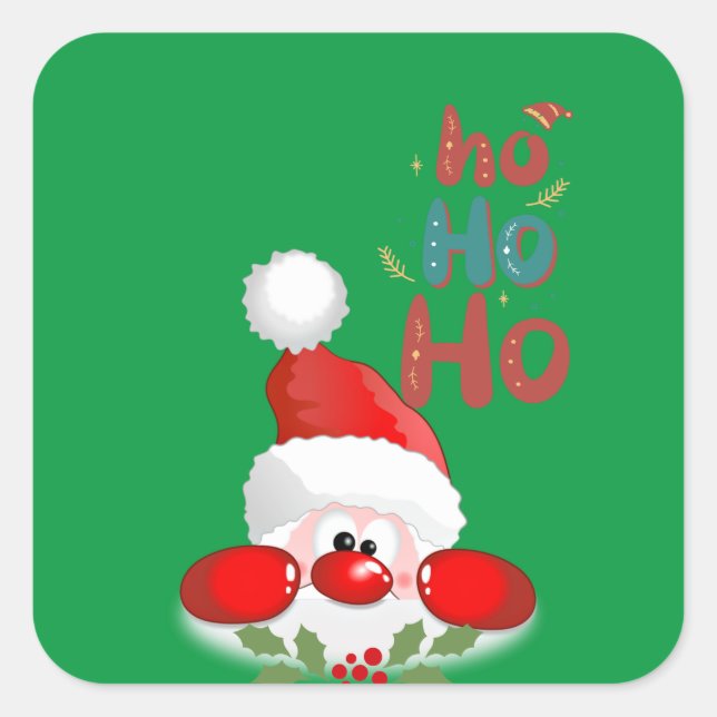 Cuadrada ¡Ho, ho! Merry Christmas Square Pegatina (Anverso)