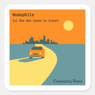Cuadrada Hodophile Travel Road Trip Lover Square Pegatina
