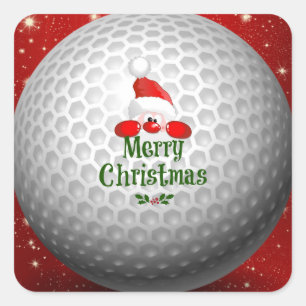 Cuadrada Hoja de Pegatina de la Pelota de Golf Feliz Navida