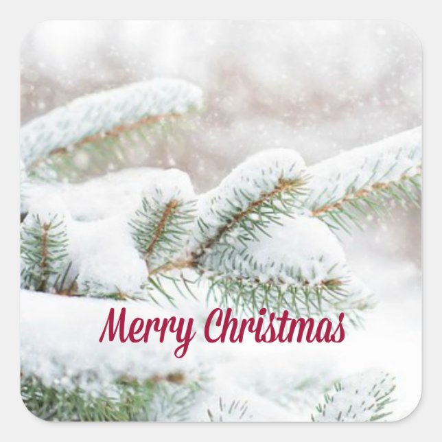 Cuadrada Hoja de Pegatina de Navidad de Feliz (Anverso)