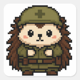 Cuadrada hoja de pegatina de soldado hedgehog