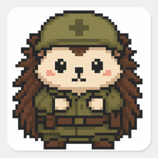 Cuadrada hoja de pegatina de soldado hedgehog