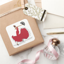 Cuadrada Hoja de Pegatina del bailarín Flamenco