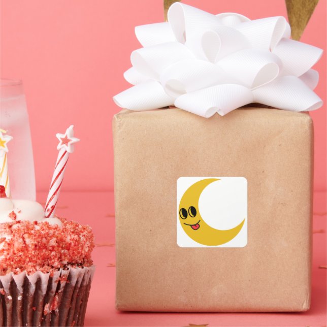 Cuadrada Hoja del Pegatina del diario Naughty Moon Sleep Tr (Fiesta)