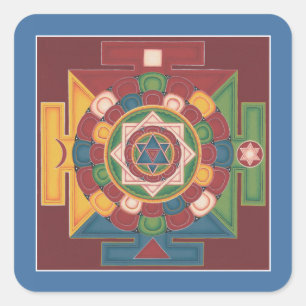Cuadrada HOJA del PEGATINA - mandala de los 5 elementos