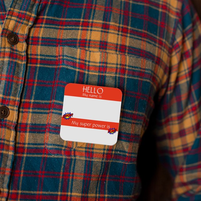 Cuadrada Hola Insignia Pegatina Nombre Funny Super Poder (Subido por el creador)