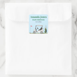 Cuadrada Hole In One Golf Baby Shower Pegatina