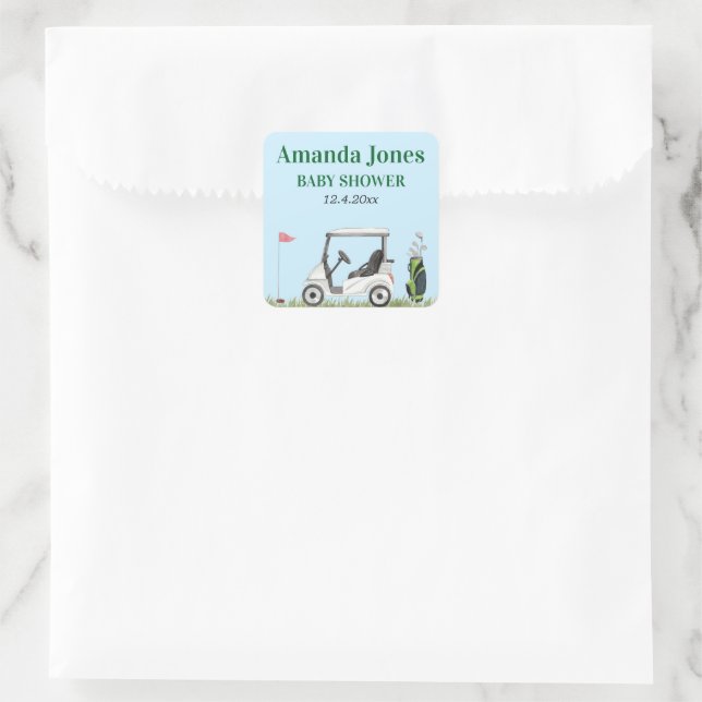 Cuadrada Hole In One Golf Baby Shower Pegatina (Bolso)