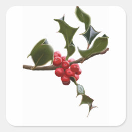 Cuadrada Holly Berries Pegatina