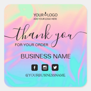 Cuadrada Holografía Pegatina Unicornio . Elegancia y armoní