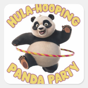 Cuadrada Hula hooling panda fiesta pegatina
