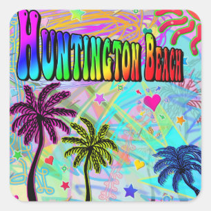 Cuadrada Huntington Beach Vivid Romance Pegatina