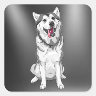 Cuadrada Husky Dog Pegatina