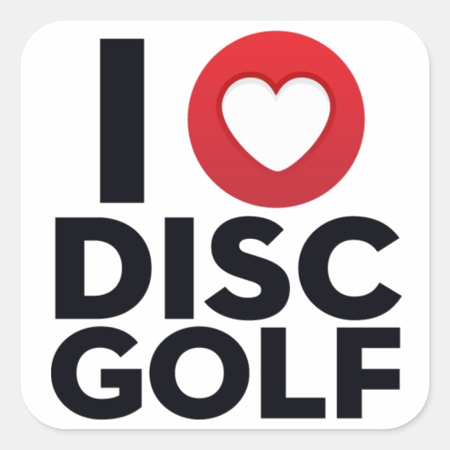 Cuadrada I Love Disk Golf Pegatina Pack (Anverso)