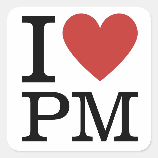 Cuadrada I ❤️ Love PM - PEGATINA de Administración de Produ (Anverso)