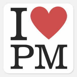 Cuadrada I ❤️ Love PM - PEGATINA de Administración de Produ
