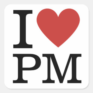 Cuadrada I ❤️ Love PM - PEGATINA de Gestión de Proyectos