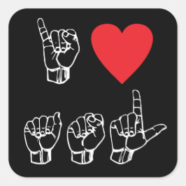 Cuadrada I pegatina del lenguaje de signos del amor del ASL