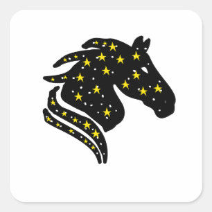 Cuadrada Icono de pegatina de caballo espacial – Animal del