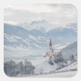 Cuadrada Iglesia de Zillertal en pegatina de fotografía de 