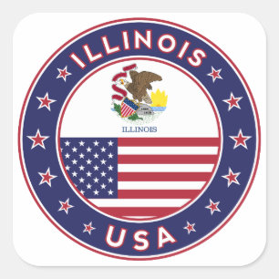Cuadrada Illinois, camiseta de Illinois, pegatina de Illino