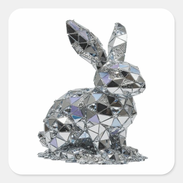 Cuadrada Impresión de pegatina abstracta de plata vibrante (Anverso)