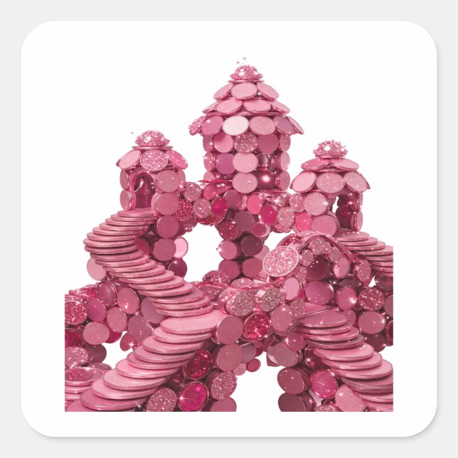 Cuadrada Impresión de pegatina abstracta rosa pelable (Anverso)