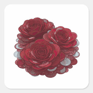 Cuadrada Impresión de pegatina ROJAS ROSAS Y MONEDAS Platea