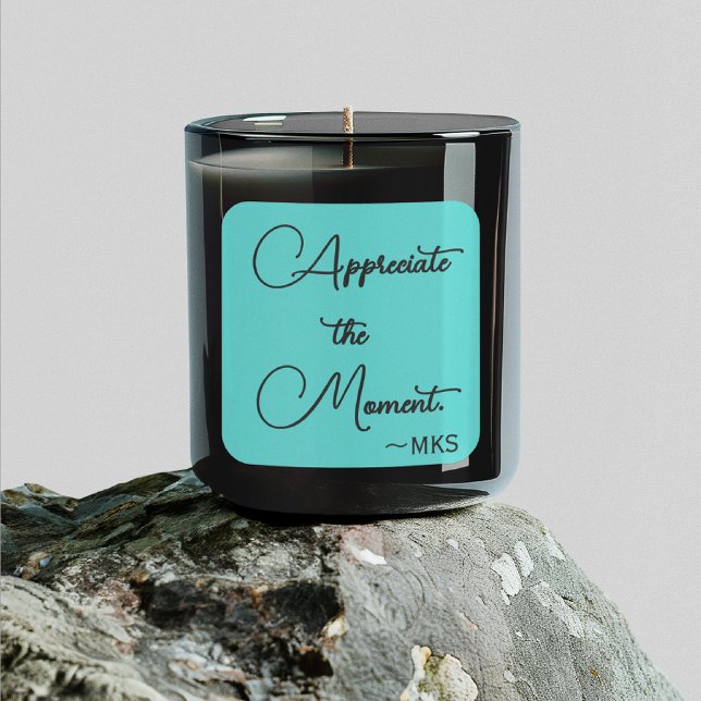 Cuadrada Iniciales turquesa pegatina y afirmación positiva (Subido por el creador)