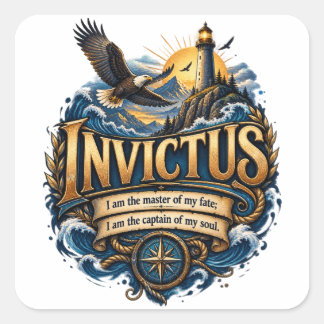 Cuadrada Invictus Maestro de Mi Destino Pegatina