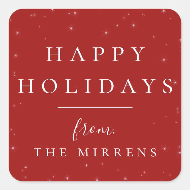 Cuadrada Invierno en espeleón | Pegatina de vacaciones roja (Anverso)