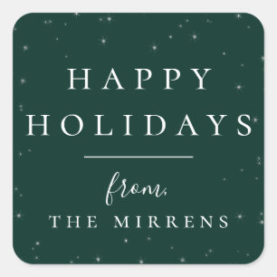 Cuadrada Invierno en espeleón   Pegatina de vacaciones verd