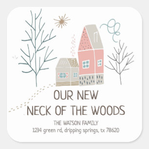 Cuadrada Invitación móvil   Cuello de la Pegatina de Bosque