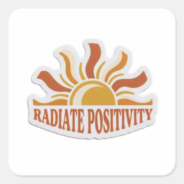 Cuadrada Irradia Positividad Sol Retro Pegatina - Boho de l (Anverso)