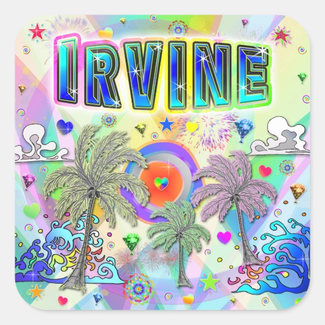 Cuadrada Irvine Deep Dream Pegatina (Anverso)