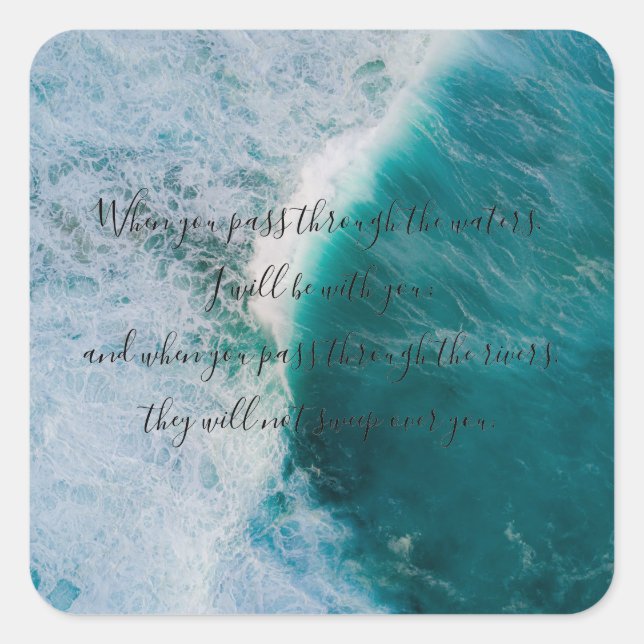 Cuadrada Isaiah 43:2 Pegatina (Anverso)