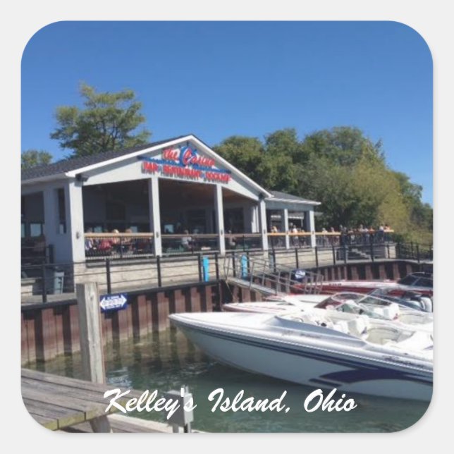 Cuadrada Isla Kelley, Ohio Marina Photo Pegatina (Anverso)