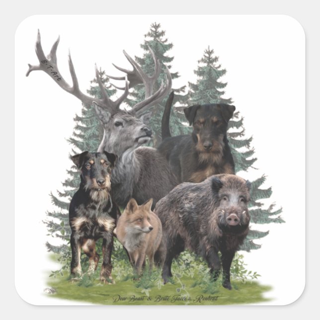 Cuadrada Jagdterrier Pegatina (Anverso)