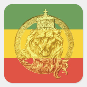 Cuadrada Jah Rastafari León del Pegatina de Judah