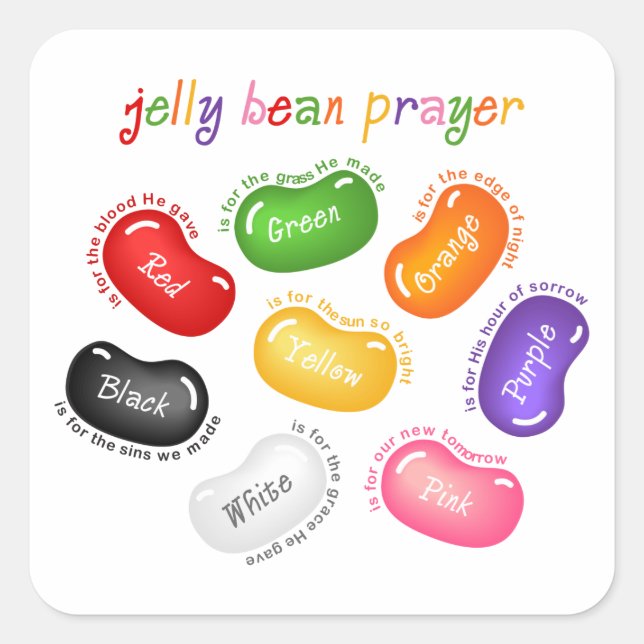Cuadrada Jelly Bean Prayer Pegatina (Anverso)