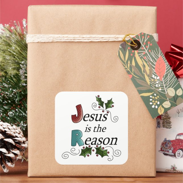 Cuadrada Jesús Es El pegatina De La Razón (Vacaciones)