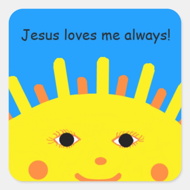 Cuadrada Jesús Siempre Me Ama Pegatina (Anverso)