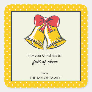 Cuadrada Jingle amarilla hace polka con pegatina de vacacio