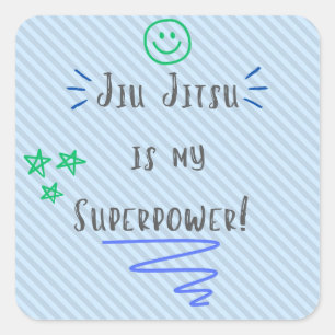 Cuadrada Jiu Jitsu es mi superpotencia! diseño pegatina azu